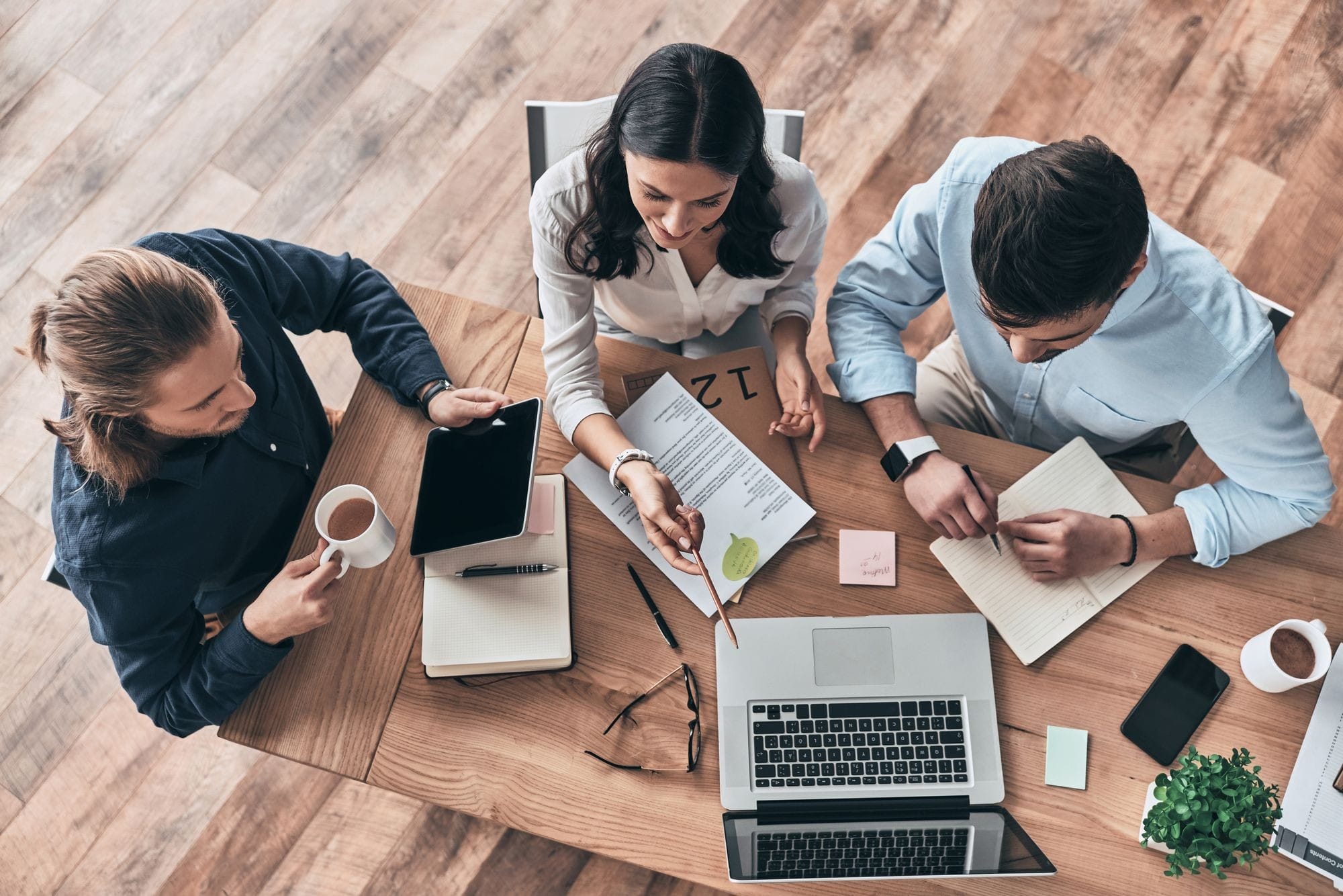 Top View Of A Team Meeting At The Office